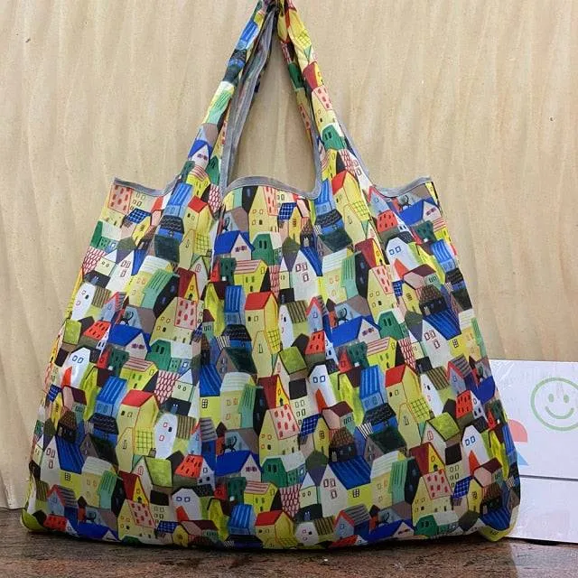 Reusable Shopping Bags - Eco-Friendly Foldable Groceries Pouch - Washable and Waterproof