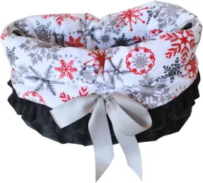 Reversible "Red Snowflake" Holiday Snuggle Bugs Pet Bed & Carrier for Dogs and Cats