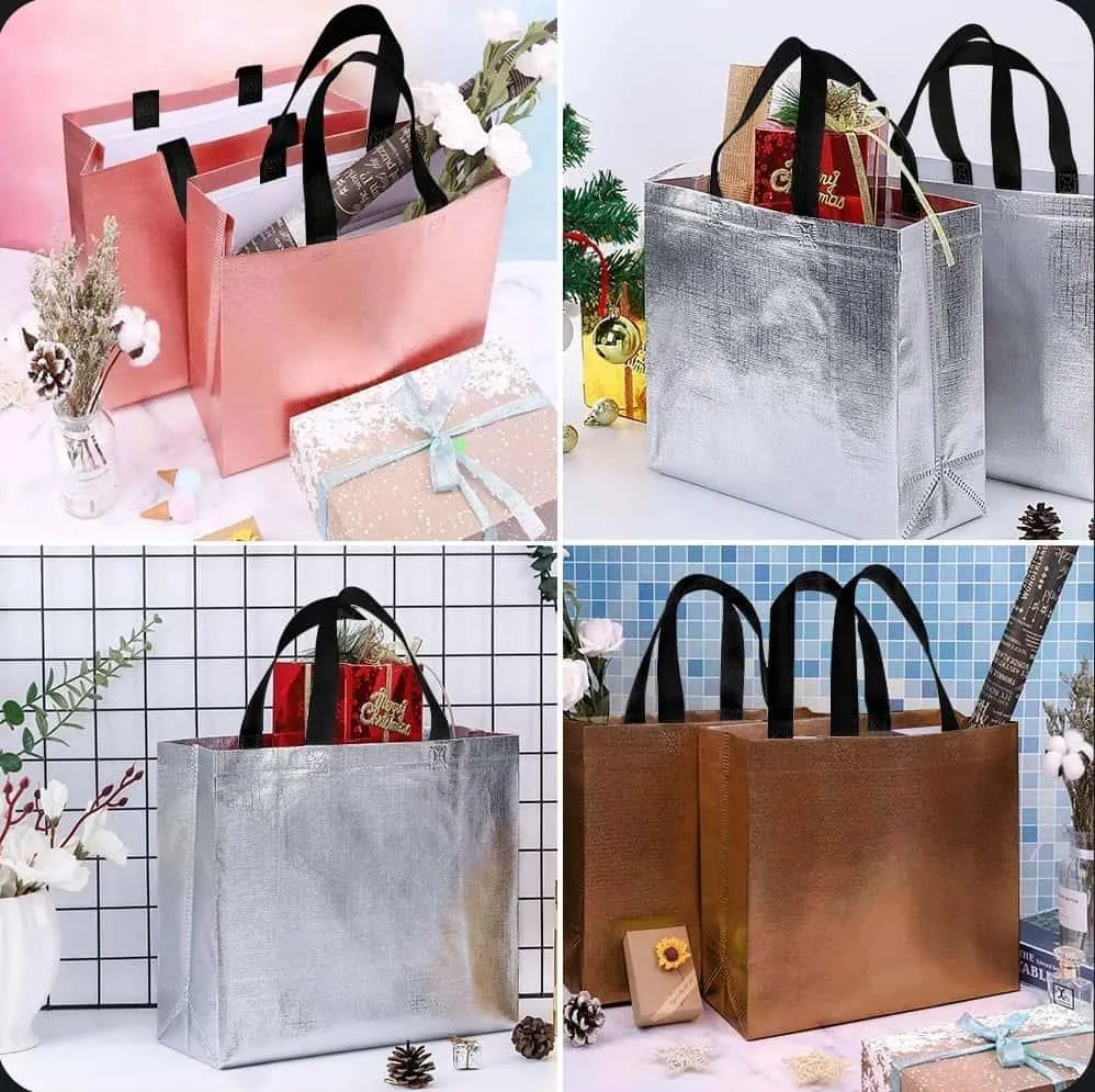 Shopping Bag | Carry Bag for Return Gifts | Non-Woven Gift Bags | Tote Bags (Pack of 10 Pcs) | 9" Inch Small