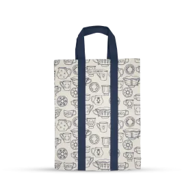 Shopping Bag with Webbing Handle - Cup & Saucer - Cream