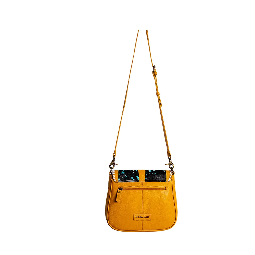 Skyviews Leather & Hairon Bag in Yellow