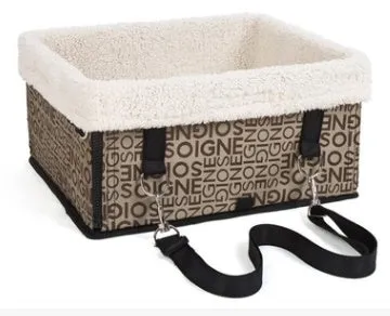 Snuggle Box Pets Classic Tail Up Car Accessory Travel Nest Bag Belted with Inner Sherpa for Cat, Dog, Bunny and Small Pets in Hazelnut, Chestnut