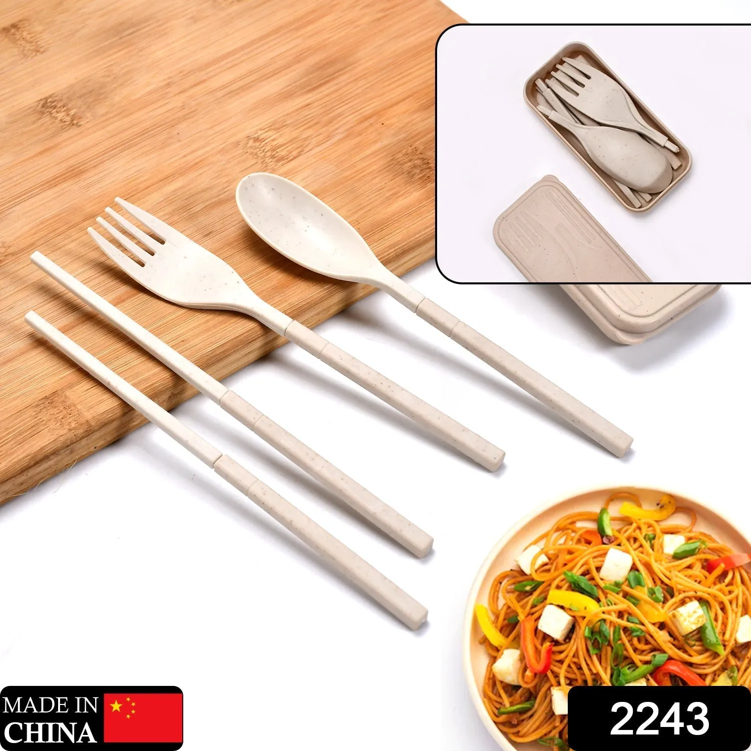 Spoon Fork Chopsticks Set Dinnerware 3PCS / Set Lunch Tableware Detachable Cutlery Portable Travel Kitchen Accessories