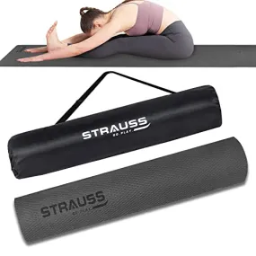 Strauss Anti Skid EVA Yoga Mat with Carry Bag, 4mm, (Black)