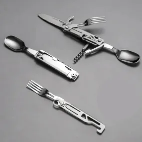 Tableware Multi-function Knife Fork Spoon Bottle Opener Foldable