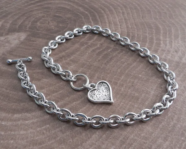 Teardrop Toggle Choker with Textured Heart