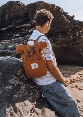 'The Mini' Recycled Roll-Top Backpack in Mustard