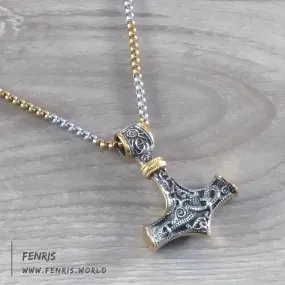 Thor's Hammer Necklace Silver Gold Box Chain Norse Viking Style