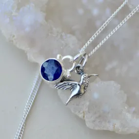 Tiny Hummingbird Charm Necklace in Silver - Pre order Sept 11 shipping