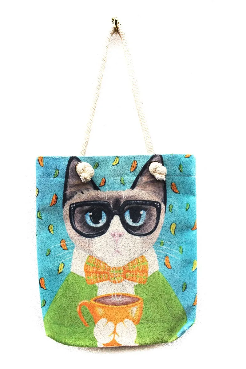 Tote Bag - Cat with reading glasses