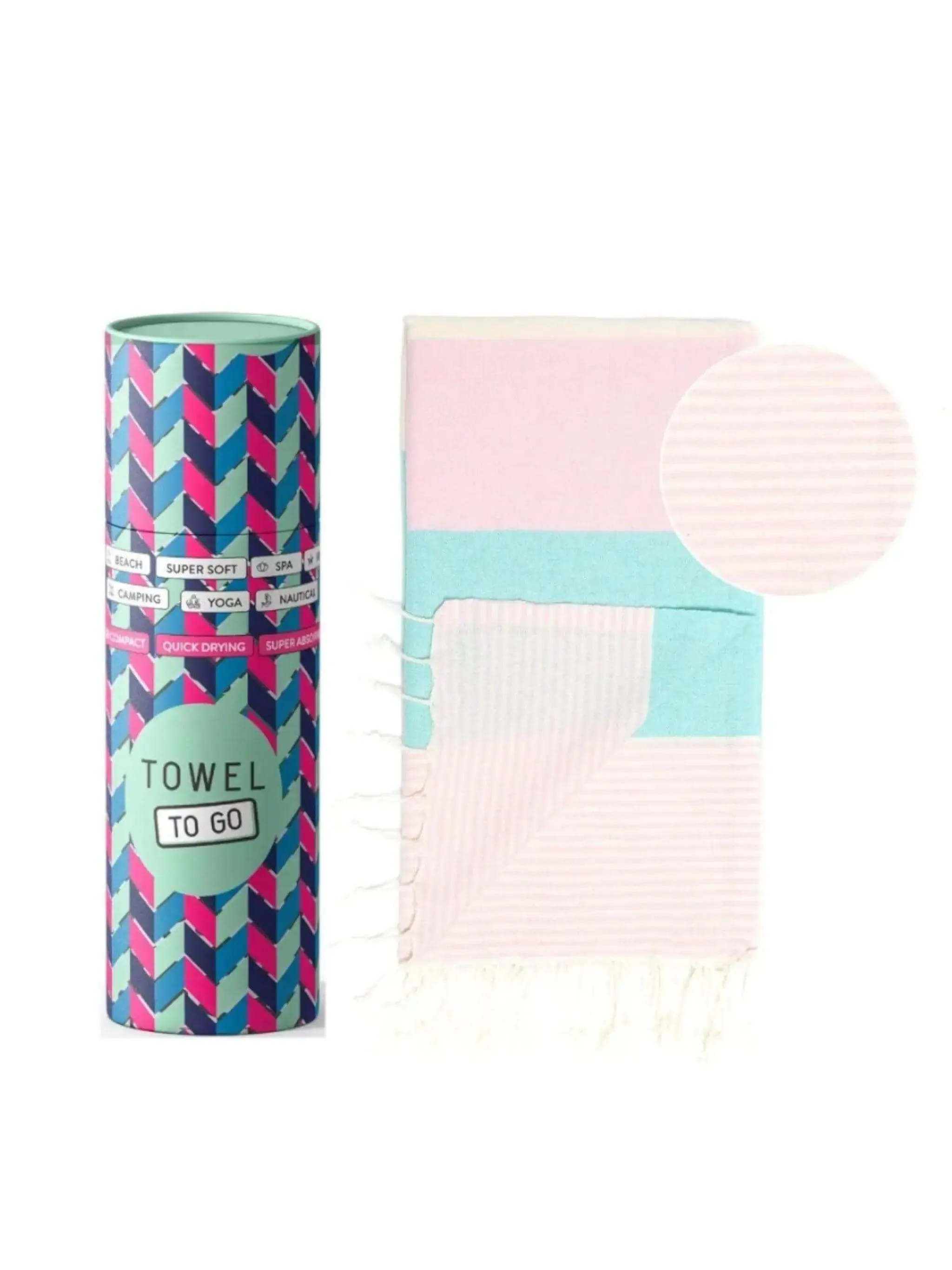 Towel to Go Palermo Hammam Towel Mint/Pink