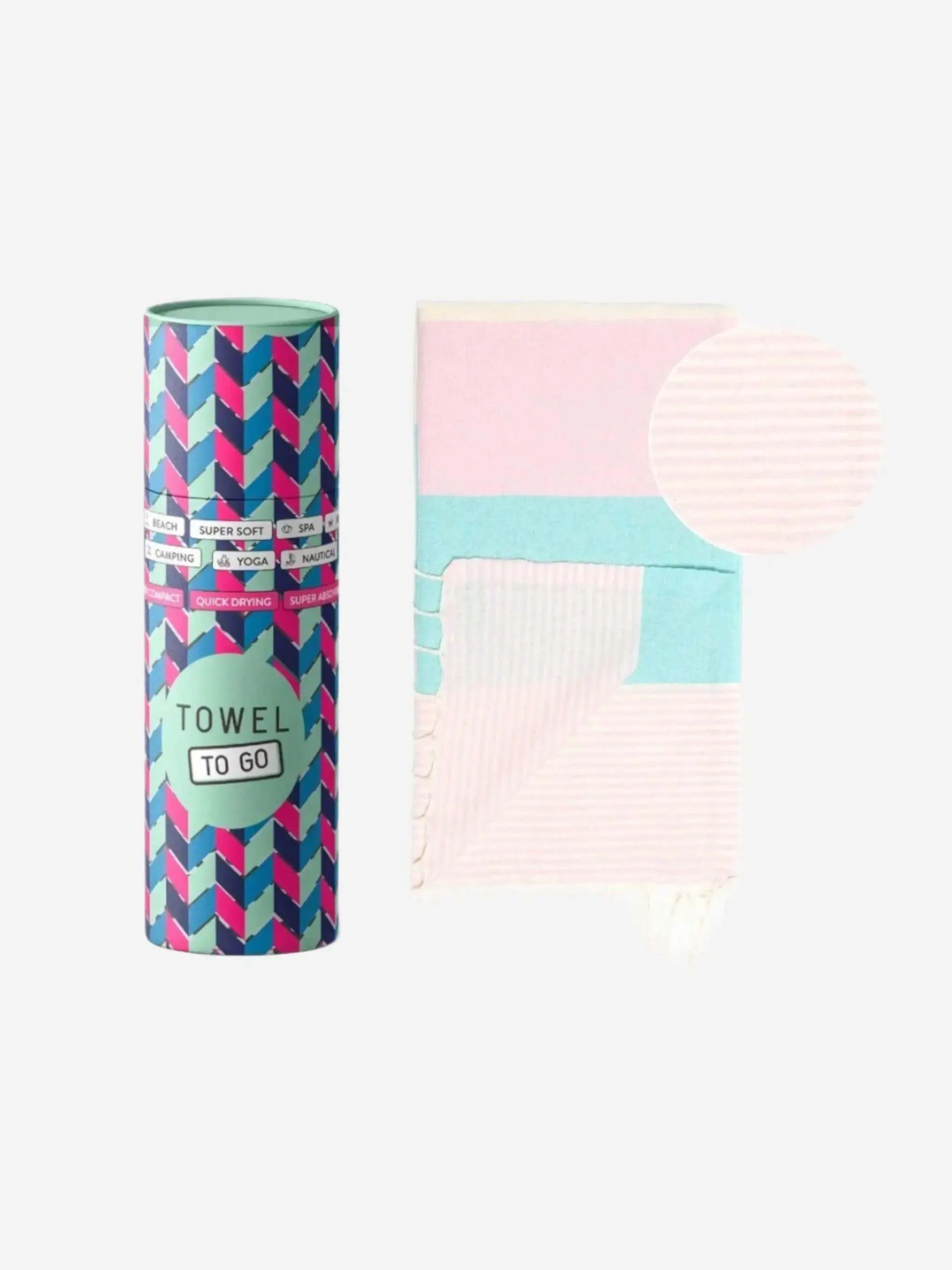 Towel to Go Palermo Hammam Towel Mint/Pink