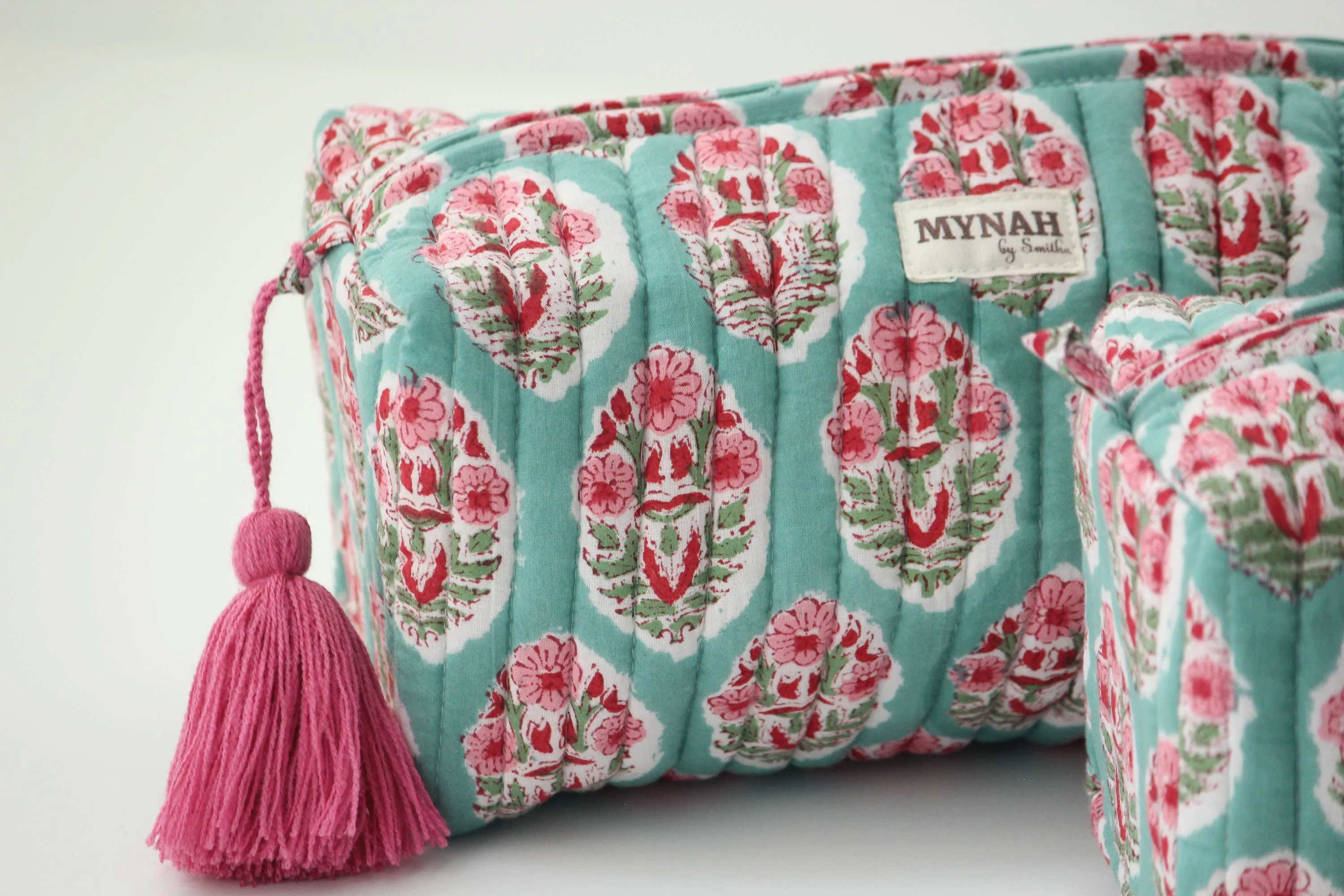 Turquoise floral organizer bag