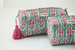 Turquoise floral organizer bag