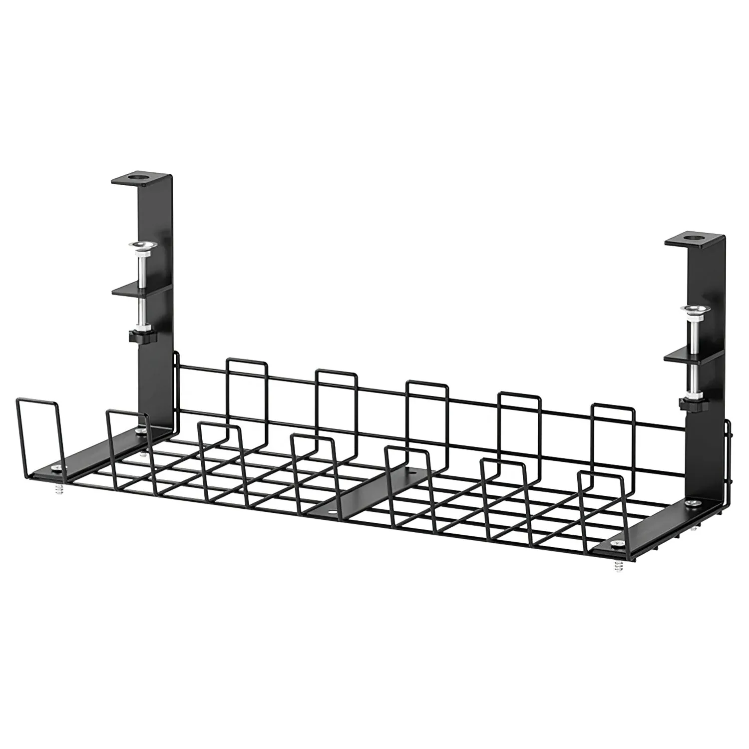 Under Desk Cable Management Tray 15.2in No Drill Desk Cable Cord Organizer Holder Basket Metal Wire Organizer Clamp Mount- Electronics