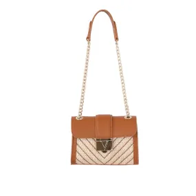 Valentino Bags Tribeca Ladies Shoulder Bag in Natural & Tan