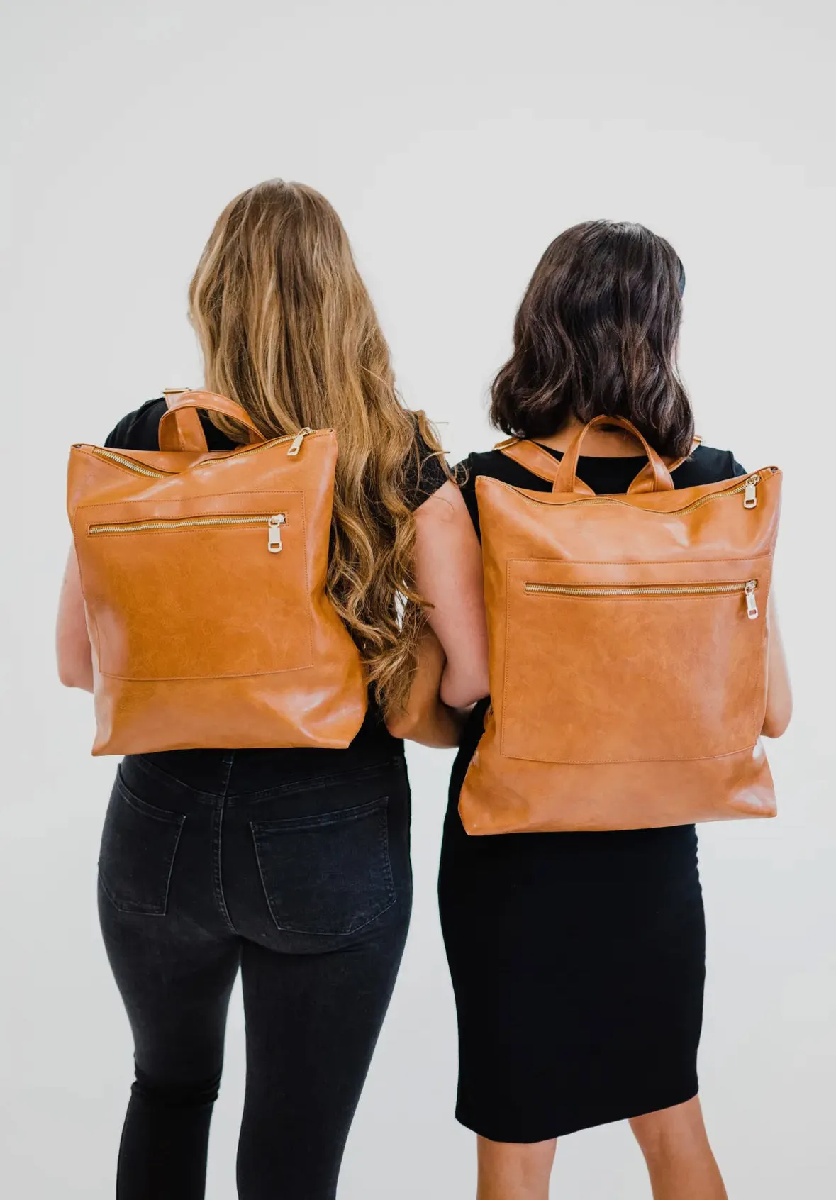 Vegan Leather Backpack-Camel