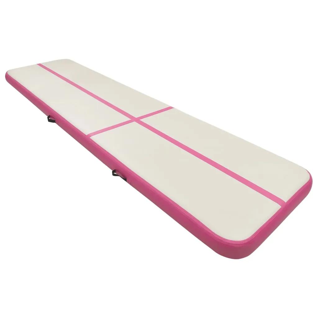 vidaXL Inflatable Gymnastics Mat with Pump 800x100x20 cm PVC Pink