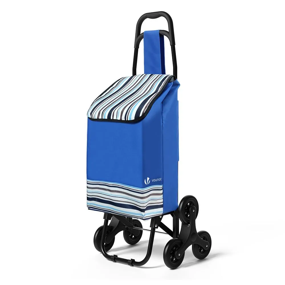 VOUNOT 6 Wheels Stair Climbing Shopping Trolley, 32L Blue