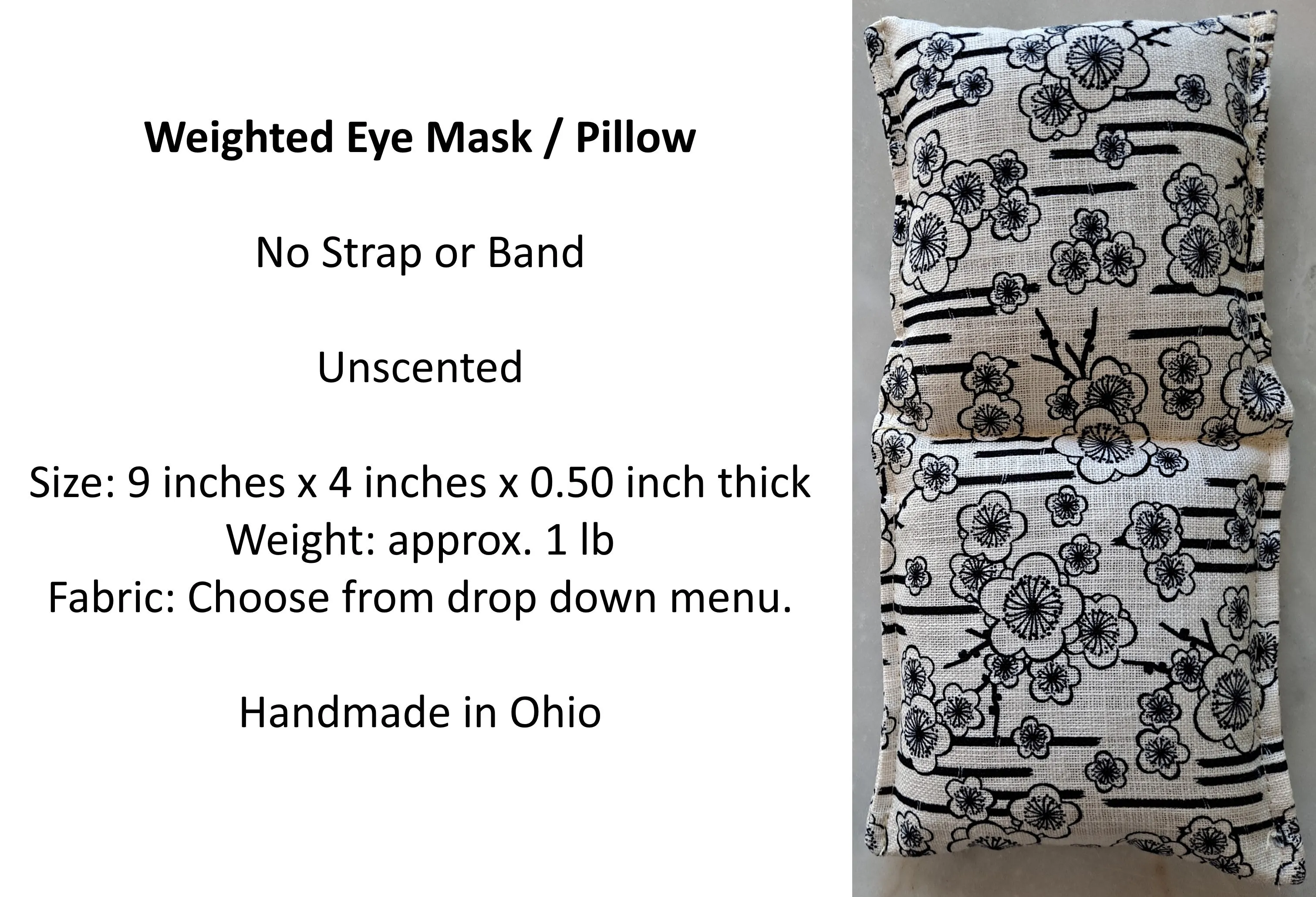 Weighted Eye Mask without Strap, Unscented Migraine Headache Eye Pillow, Yoga Nidra, Yoga Savasana