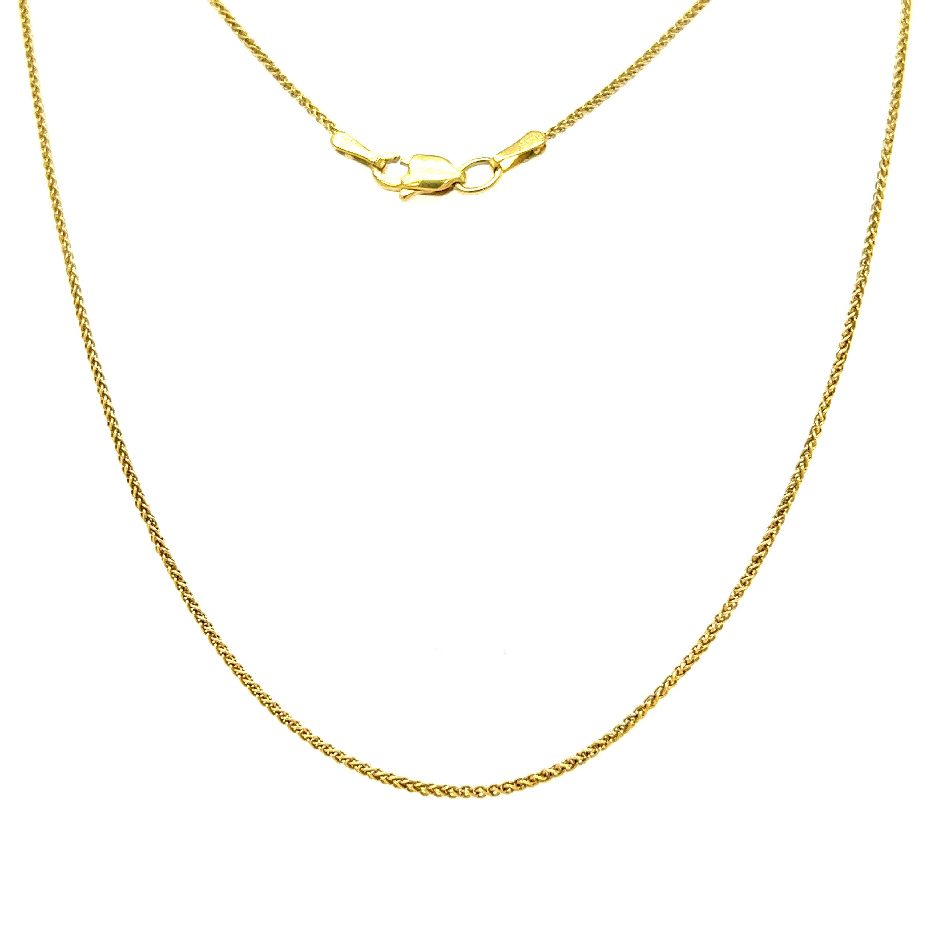 Wheat Chain 1.0mm with 16in Length in 10K Yellow Gold