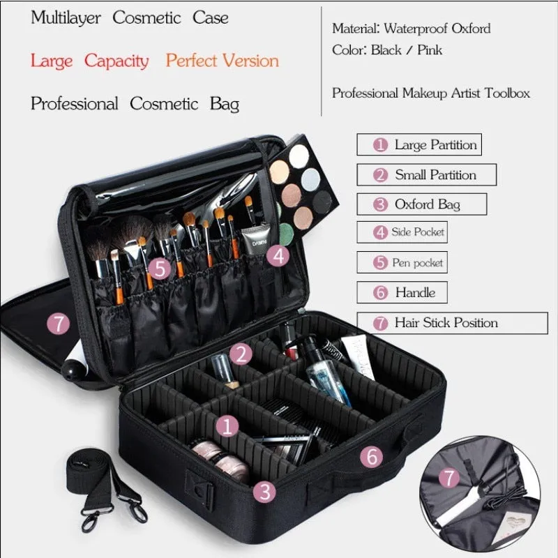 Women High Quality Professional Makeup Organizer Bolso Mujer Cosmetic Case