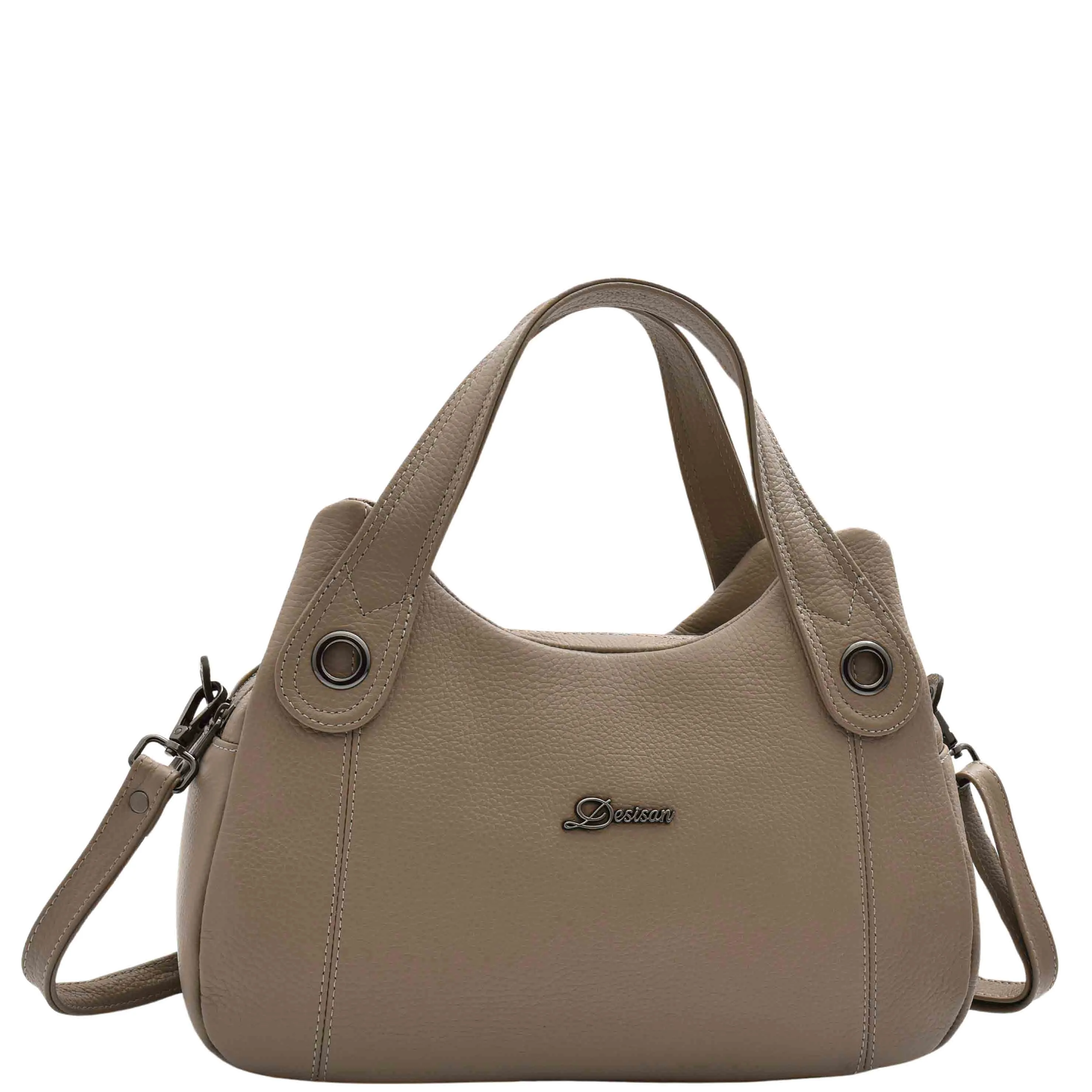 Womens Grained Leather Shoulder Bag Zip Small Size Handbag Daisy Taupe