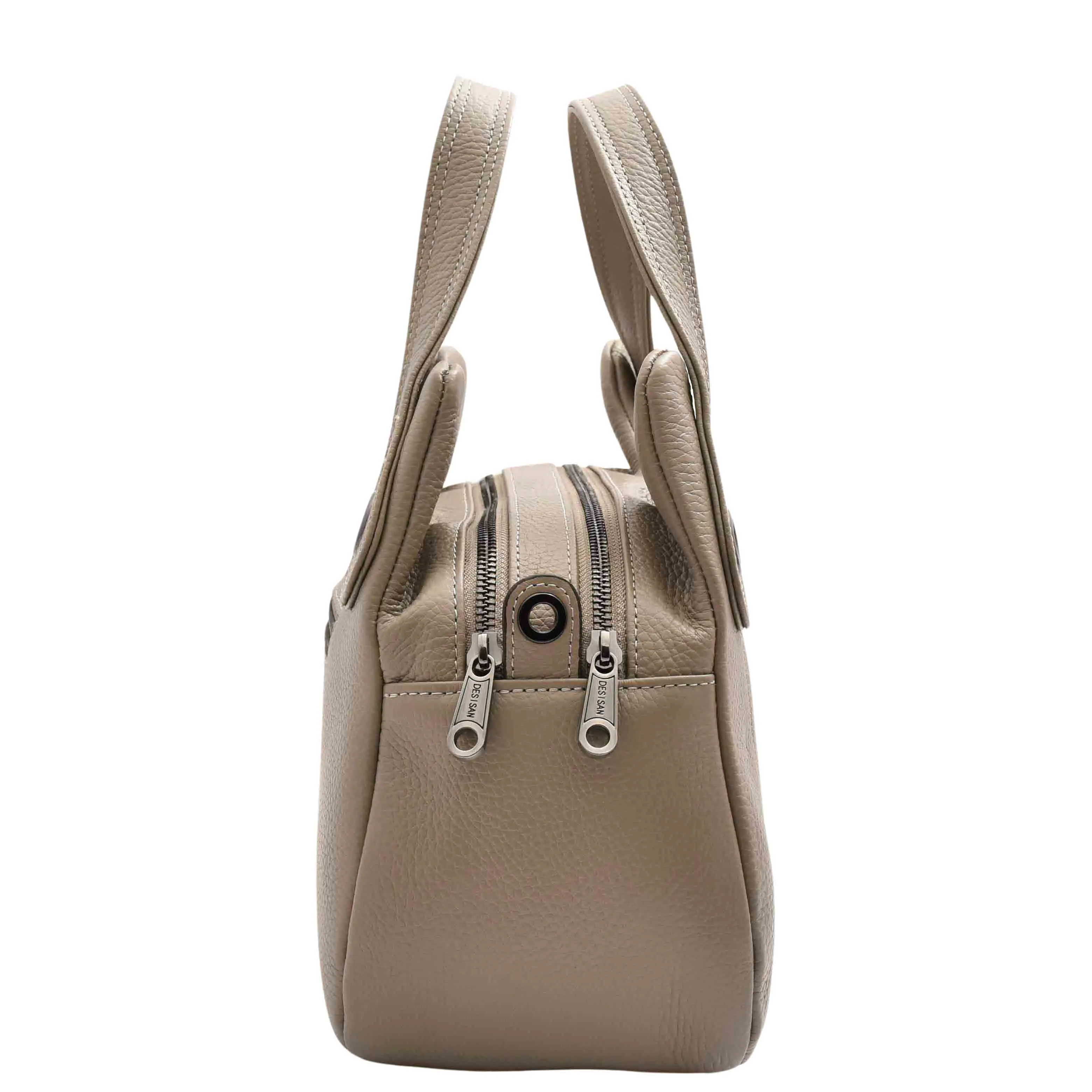 Womens Grained Leather Shoulder Bag Zip Small Size Handbag Daisy Taupe