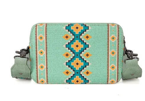 Wrangler Green Aztec Printed Crossbody Purse With Wallet WG2207-3003GN