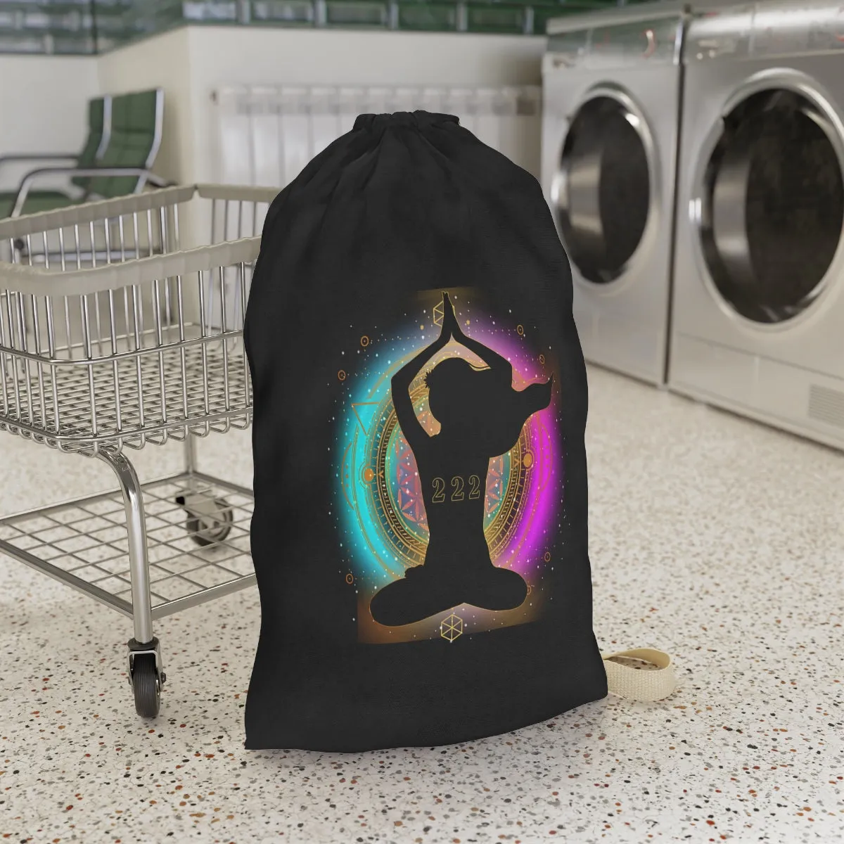 Yoga Spiritual Meditation Laundry Bag -  Alignment 222 Angel Number