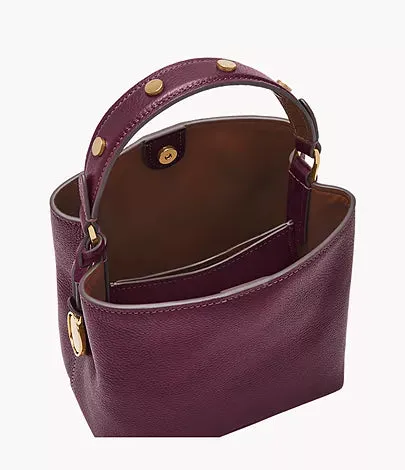 ZB11002519 - Fossil Jessie Purple Leather Small Bucket Crossbody Bag For Women