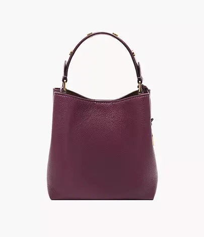 ZB11002519 - Fossil Jessie Purple Leather Small Bucket Crossbody Bag For Women